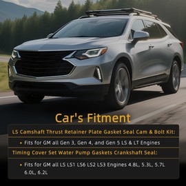 JAVOUKA Timing Cover Gasket Set, for LS Camshaft Thrust Retainer Plate Seal Cam w/Bolt,Water Pump Gasket,Crankshaft Seal,for GM Gen III IV V LS1 LT1 L86 L84 LT4 LQ4 LS2 LS3,4.8/5.3/6.0/6.2L