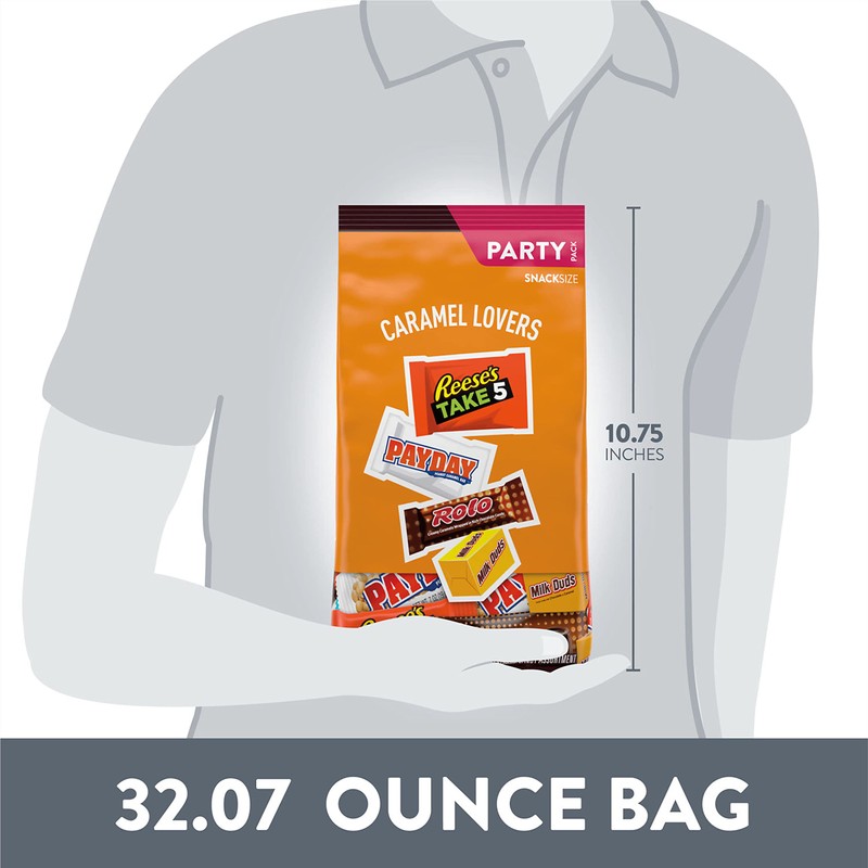 Hershey Assorted Caramel Flavored Snack Size, Candy Party Pack, 32.08
