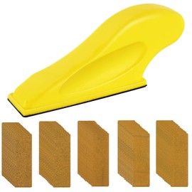 1 x Micro Sander with 50 Pieces Sandpaper, Hand Sander, Sandpaper Sheets, Mini Hand Sander for Wood, Hand Sanding Tools for Craft Wooden Furniture, 5 Sizes, Yellow