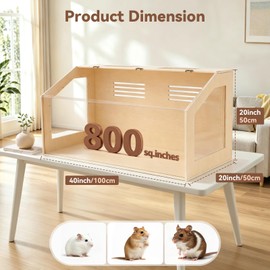 Hamster Cage, 40x20x20inch Hamster Tank with Acrylic Viewing Panels