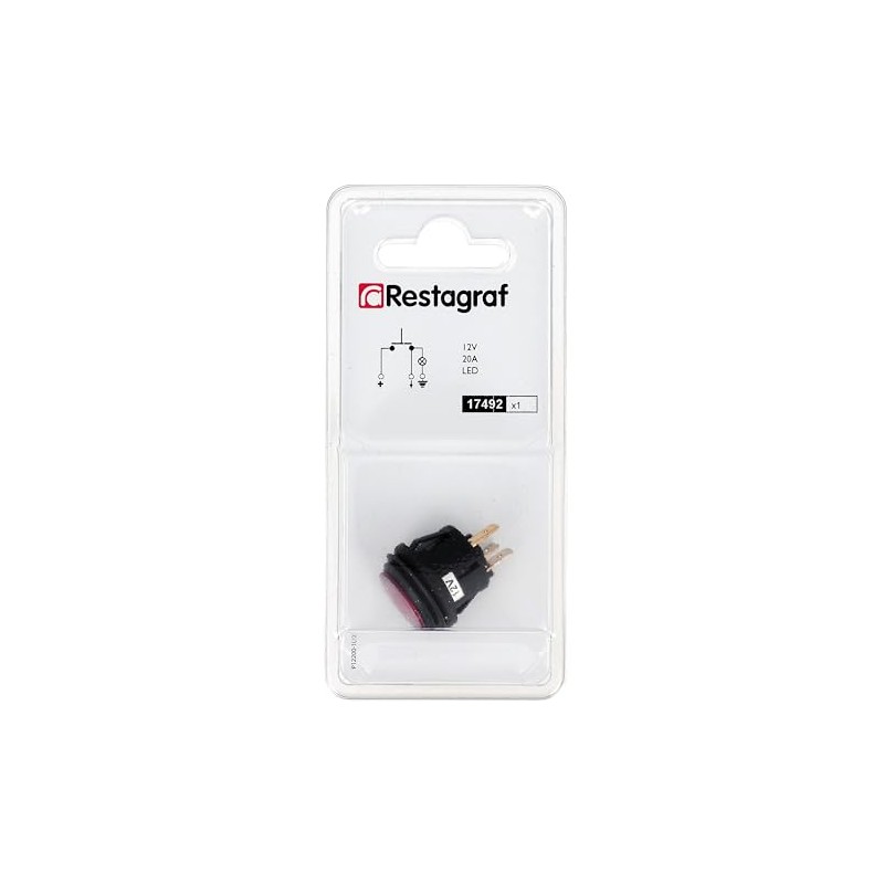 Restagraf - Druckschalter, wasserdicht, mit rotem Licht, 3 Pins, Anschluss