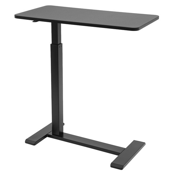 Adjustable Overbed Bedside Table with Wheels, Pneumatic Mobile Standing Desk