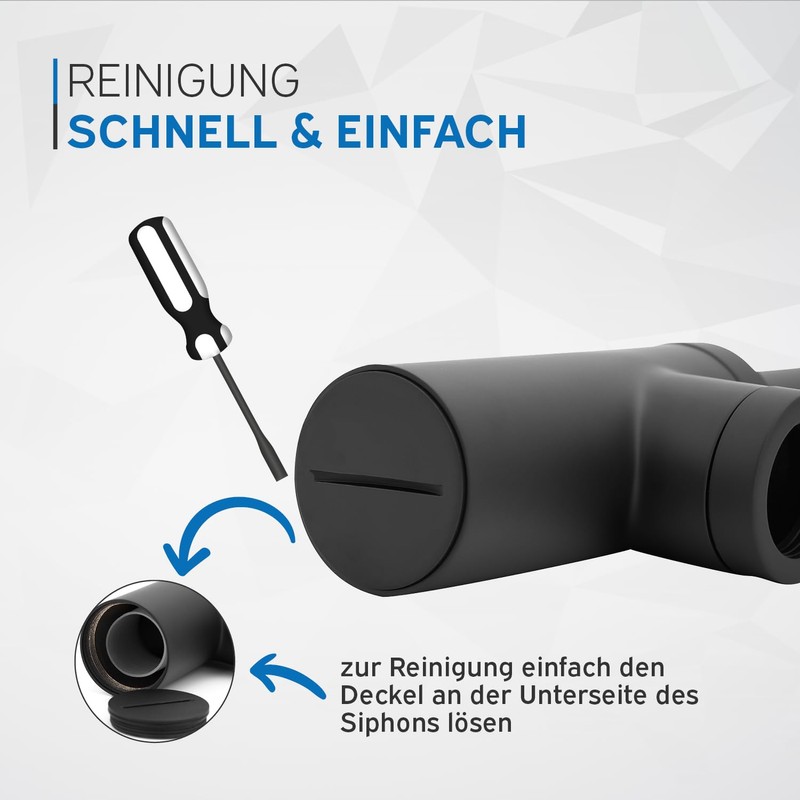 kör4u Design Siphon, 1 1/4 Inch x 32 mm, Black