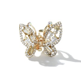 Gold and Silver Rhinestone Hair Claw Jaw Clips, Butterfly Mini Hair Claw Clips Pearl Mini Claw Clip,Fashion Hair Accessories for Women and Girls, Hair Clips