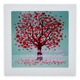 Money Box Money Box 3D-Picture Frame with Clear Front Windscreen Gift Piggy Bank Packaging for Money Gift (Tree of Life - White, Rectangular)