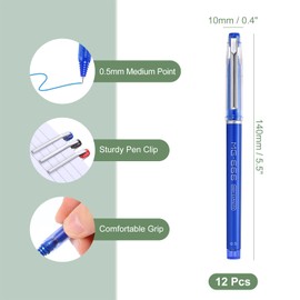 M&G Gel Pen Medium Point 0.5mm, 12 Pack Quick Dry Smooth Blue Gel Ink Rollerball Pen for Home Office Writing Note Taking Journaling Business, Style 1