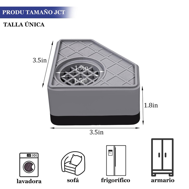 Almohadillas Antivibración para Lavadoras (Gris)