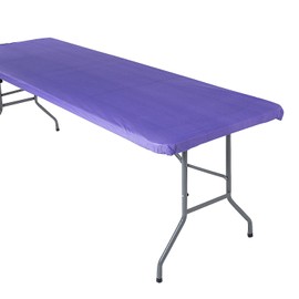 Fun Express Fitted Rectangle Plastic Tablecloth Purple, 8 Ft