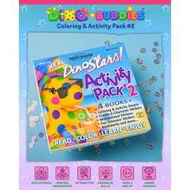 Dino-Buddies® “We’re Real Dino-Stars!” Activity Pack #2 – 4 Storybooks, 173+ Reusable Create-A-Character & Motivational Stickers, 35 Coloring & Activity Pages, 4 Bookmarks – Dinosaur Gift for Kids Ages 3+
