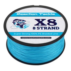 Reaction Tackle Braided Fishing Line - 8 Strand Sea Blue 65LB 1000yd