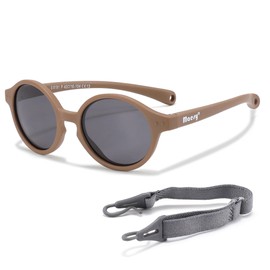 Maesy Baby Sunglasses for 0-2 Years - UV400 Polarised Protection - Flexible and Flexible Frame - Adjustable Elastic Band - Safe and Comfortable Baby Sunglasses - Round - Noah, brown