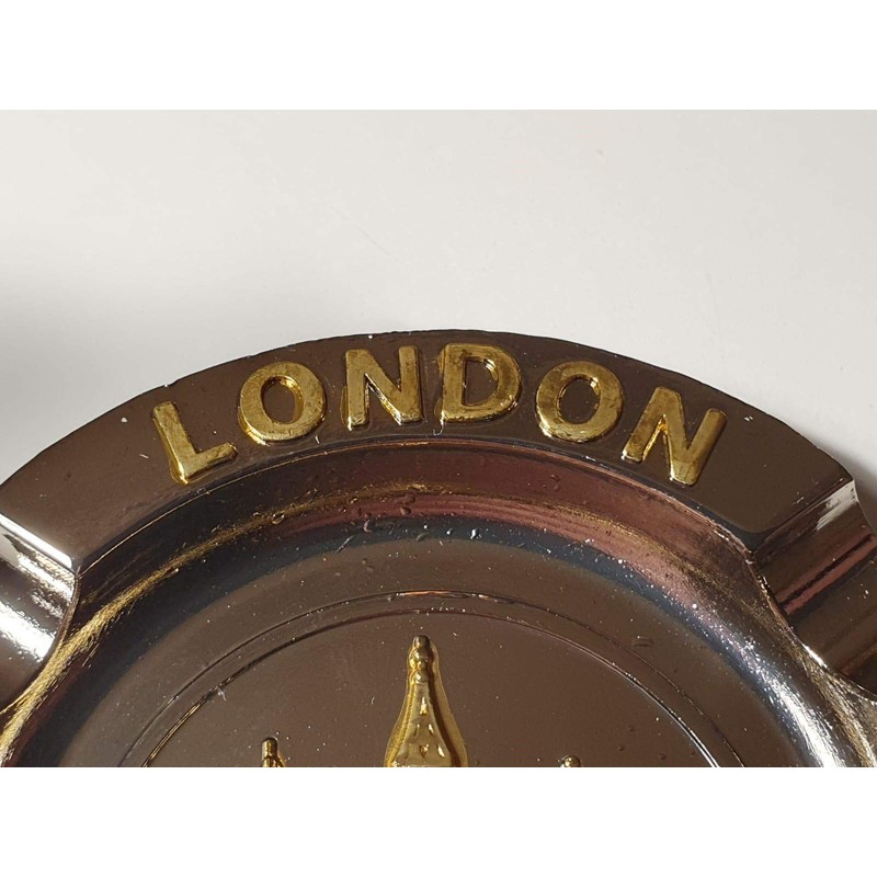 London Icons Mini Metal Ashtray - Collage in Golden Colour