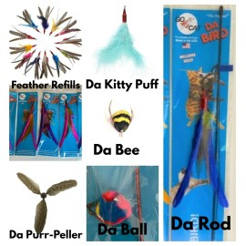 GO CAT FEATHER & ROD TOY INTERACTIVE TEASER CATNIP TOYS REFILLS ASSORTED COLORS - Da ball Refill