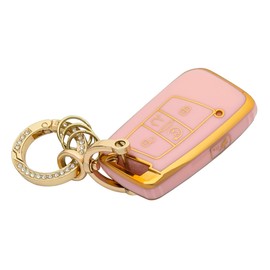 chyoekey Key Fob Cover Case Shell Keychain for VW Volkswagen Atlas Golf Alltrack Atlas Jetta Passat Arteon Tiguan Pink (for VW A)