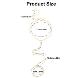 Mikovivi Gold Hand Chain Bracelet, Adjustable Dainty Chain Ring Bracelet with Finger Ring Boho Summer Jewelry Beach Accessories for Women