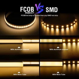 BTF-LIGHTING FCOB RGBCCT Flexible High Density LED Strip FCOB FOB + RGBCCT LED Strip 5 m 840LED/M 4200LEDs DC24V 18W/M IP30 Not Waterproof Multicoloured for TV Room Party DIY Home Decoration