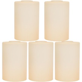 Rivqahra Glass Lamp Shade Replacement Globe & Cover for Light Fixture, 6-1/16" Height 4-1/16" Diameter, 1-5/8 inch Fitter, 5 Pack Light Amber Frosted Cylinder Glass Shade