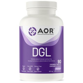 AOR AOR DGL Deglycyrrhizinated Licorice Root 507mg, 90 Chewable Tablets, Lemon Flavour, 1-Month Supply, Supports Stomach Comfort & Enjoyable Digestion, Vegan, Gluten-Free, Non-GMO, Tasty & Gentle Formula