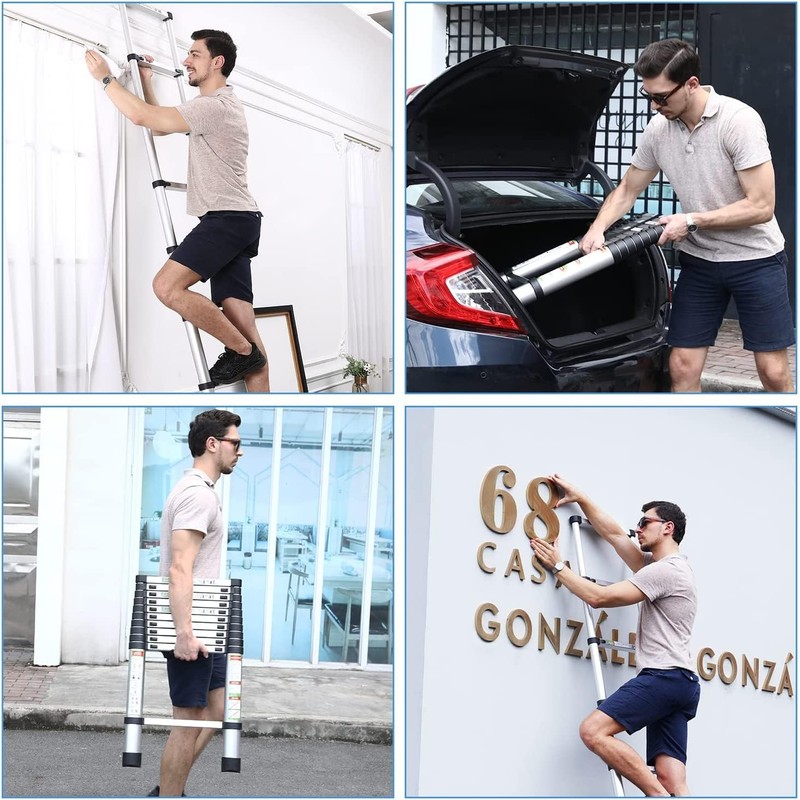 RIKADE Telescopic Ladder, 6.5FT Aluminum Telescoping Ladder with Non-Slip Feet,