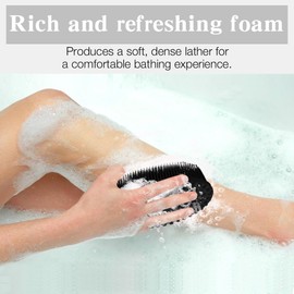 2 Pack Silicone Body Scrubber with Loofah Exfoliating Soft Body Shower Scrubber for Body, 2 in 1 Bath and Shampoo Wash Brush for Skin Exfoliation Men Women (Black&Pink)