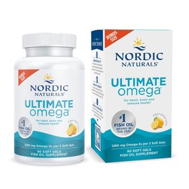 Nordic Naturals Nordic Naturals Ultimate Omega, Lemon Flavor - 90 Soft Gels - 1280 mg Omega-3 - High-Potency Omega-3 Fish Oil Supplement with EPA & DHA - Promotes Brain & Heart Health - Non-GMO - 45 Servings