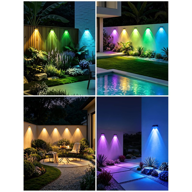 nibuuecer Solar Fence Lights Outdoor with Remote, 8 Pack 9