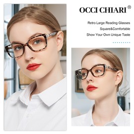 OCCI CHIARI Modern Big Frame Reading Glasses for Women Square Readers(Tortoise 2.0x) 1.0 1.25 1.5 1.75 2.0 2.25 2.5 2.75 3.0 3.5 4.0 5.0 6.0