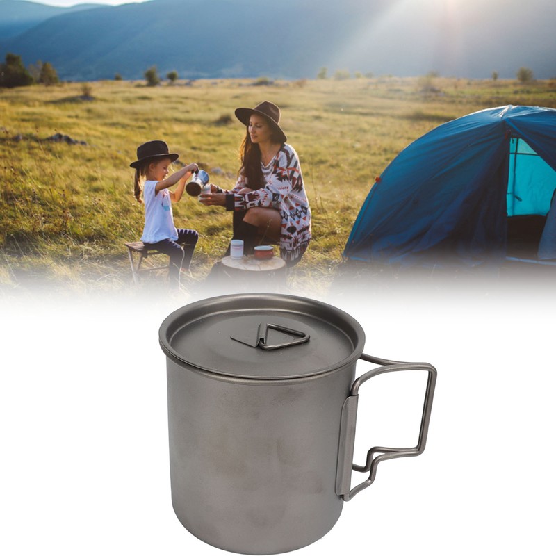 Titanium Mug 500ml Rounded Edge Design Lightweight Portable Mug with