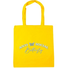 Hippowarehouse Anti Social Butterfly Tote Shopping Gym Beach Bag 42cm x38cm,10 litres
