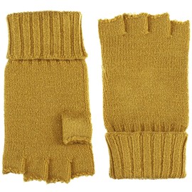 BYOS Unisex Winter Solid Fingerless Knit Gloves Ribbed Cuff, Jg730-mustard Yellow, One Size