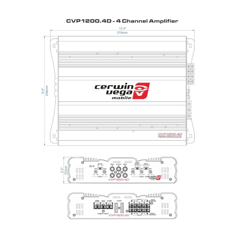 Cerwin-Vega CVP Series Amplifers 4-Channel Class-AB Amplifier - Car Audio