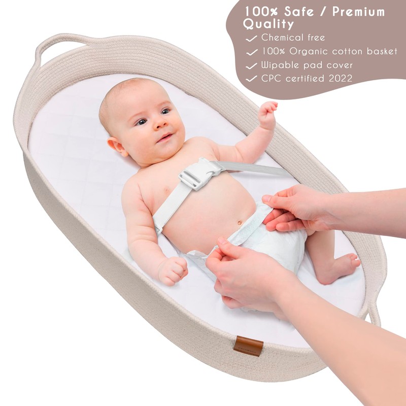 Baby Changing Basket for Baby Dresser, Moses Basket for Babies,