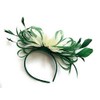 Caprilite Green and Cream Feather Hair Fascinator Headband Wedding and