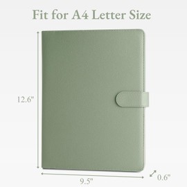 Mymazn Padfolio Portfolio Folder, Faux Leather Interview Resume Folder with Document Organizer & Business Card Holder, Letter-Sized Notepad Legal Pad Holder for Men Women (Sage Green)