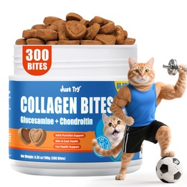 Just Try 300 Bites Collagen Bites Cat Treats for Cat Glucosamine Chondroitin, Collagen Supplements for Joint Health - Chicken Flavor - Cat Supplements 6.35 oz