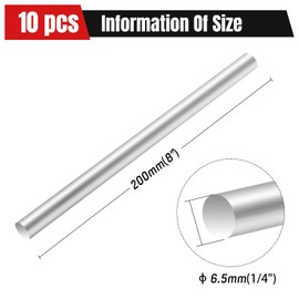 szkoo Aluminum Round Rod，1/4"(3mm) Diameter 8"(200mm) Length 6061 Aluminum Metal Rods for Crafts,Diy, Industry, Decoration(10 pcs)