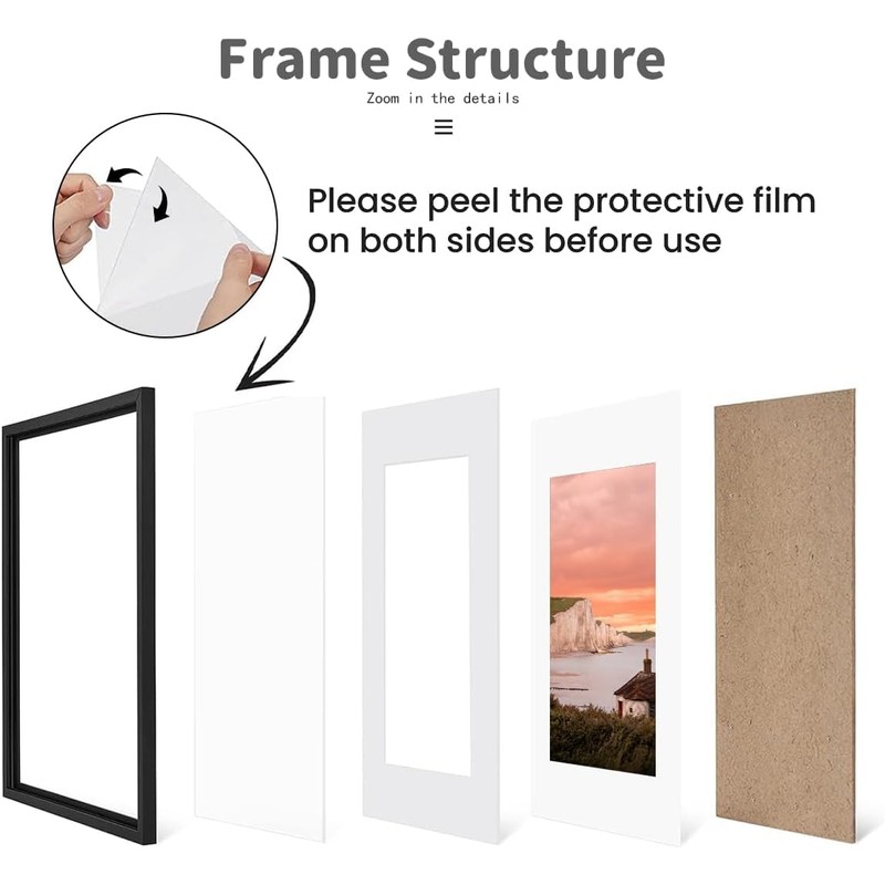 A4 Frame, Wooden A4 Picture Frame, Photo Frame Black with