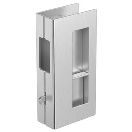 Privacy Pocket Door Lock with Pull, Wooden Sliding Door Handle for 1-3/8”Thickness Door Replace Old Or Damaged Pocket Door Hardware （Brushed Nickel）