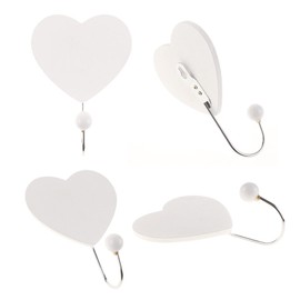 IMIKEYA 2pcs Decorative Wall Hooks Wooden Heart Shaped Hole Punched Hooks Wall Mounted Hooks Coat Hook for Valentines Day Wedding Party Wall Decoration White