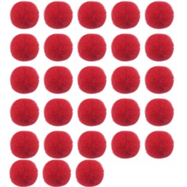 Unpafcxddyig 28 Pieces Pom Pom Balls Soft with Elastic Loop Artificial Fur Pompoms 3.15in for DIY Scarves Gloves Knitting Hats Bagss,red