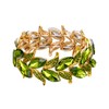 BriLove Wedding Bridal for Women Marquise-Shape Leaf Stretch Bangle Peridot