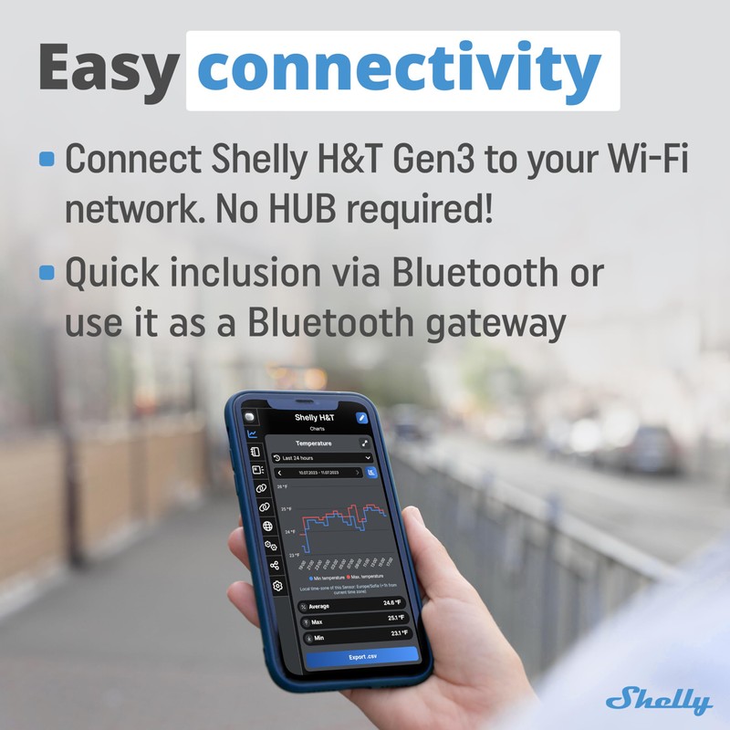Shelly Shelly H&T Gen 3 - Wi-Fi & Bluetooth Temperature,