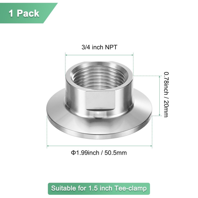 M METERXITY 1-Pack Tri Sanitary 1.5 in Clamp Fittings to