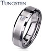 Paula & Fritz® Women's Tungsten Carbide Ring Brushed Centre Clear
