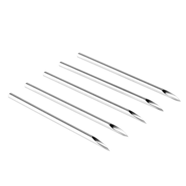 Chrontier 5PCS Body Piercing Needles 18G 1.0mm Gauge Sterilized Surgical Steel In Sterilizer Bag For Ear Nose Lip Navel Belly Tongue Nipple Eyebrow Labret Piercing Tool Supply