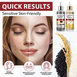 Glow Rice Ampoule Duo - 2PCS Rice Exfoliator for Face & Body - Glow Ampoule Duo with Black & White Rice, Gentle Remove Dead Skin, Blackheads, Refine Pores and Provide Deep Hydration for All Skin Types