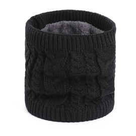 HDCMLF Neck Warmer, Women's, Men's, Rib Knit, Brushed Lining, Double Layered Knitting, Fluffy, Cotton, Unisex, Stylish, Simple, Warm and Cold Protection, Black