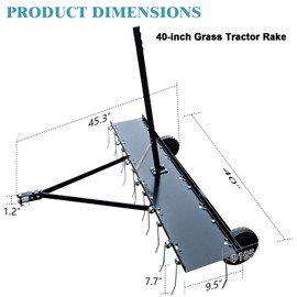Lawn Dethatcher,Pull Behind Dethatcher for Lawn Care,Pull UP Thatch,Moss,Leaves,Steel Tow Behind Dethatcher with Tines for Lawn Tractor,Farms Yard Tools (40-in Pull Behind Dethatcher)
