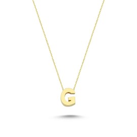 Wish Carat 14k Gold Letter Necklace - 14 Karat Gold Jewelry, Alphabet Letter Necklace, Yellow Gold Pendant, Initial Necklace 14k Solid Gold, Gold Necklace for Women | 18'', Gold, No Gemstone
