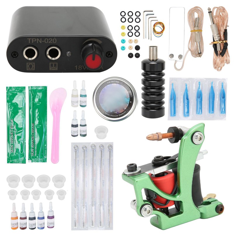 Complete Tattoo Kit Professional Coil Tattoo Machine Power Supply Pen